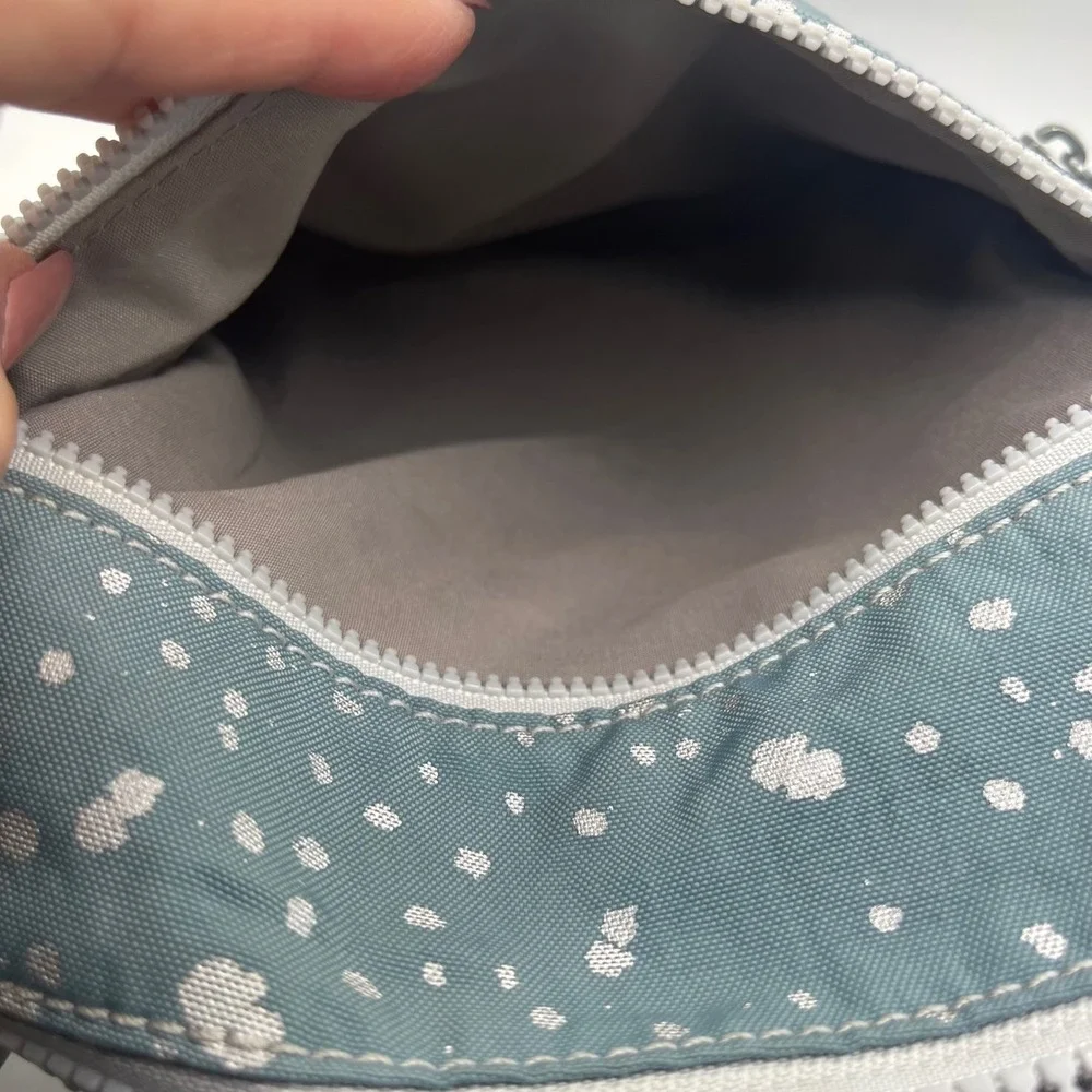 Kipling Teal White Speckled Canvas Crossbody Bag Adjustable Strap Zip Pockets‎